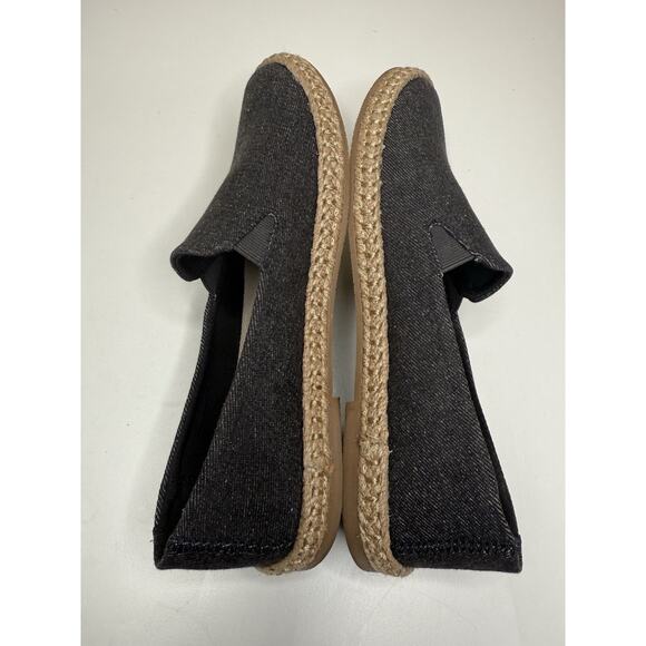 Trotters Poppy Espadrille Flat Womens 8N Black Text Hemp Edge Slip On Shoe - Picture 5 of 9